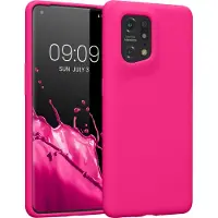 Kwmobile telefoonhoesje geschikt voor Oppo Find X5 (5G) - Hoesje met siliconen coating - Smartphone case in neon roze