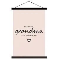 MuchoWow Presentje voor grootmoeder op Moederdag thank you grandma for everything lichtroze textielposter schoolplaat 60x90 cm - Foto print op textielposter (wanddecoratie woonkamer/slaapkamer)