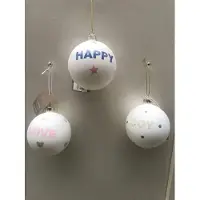 Christmas House Set van 3 glazen kerstballen HAPPY JOY LOVE mat wit met print