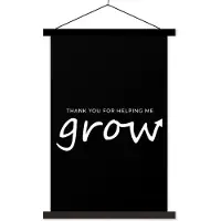 MuchoWow Presentje voor Moederdag thank you for helping me grow – zwart textielposter schoolplaat 40x60 cm - Foto print op textielposter (wanddecoratie woonkamer/slaapkamer)