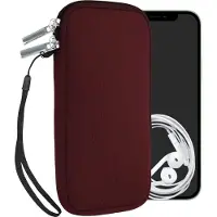 Kwmobile telefoontasje universeel geschikt voor XXL - 7" smartphones - 17,7 x 8,5 cm - Hoesje met rits en polslusje -In braam -