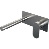 Brauer Brushed Edition inbouw wastafelmengkraan met rechte uitloop en afdekplaat model C1 RVS geborsteld PVD