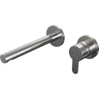 Brauer Brushed Edition inbouw wastafelmengkraan met rechte uitloop en rozetten model D1 RVS geborsteld PVD