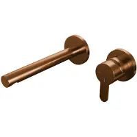 Brauer Copper Edition inbouw wastafelmengkraan met rechte uitloop en rozetten model D1 koper geborsteld PVD