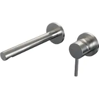 Brauer Inbouw wastafelmengkraan brushed edition coldstart rechte uitloop ronde hendel rechts geborsteld rvs pvd met rozetten