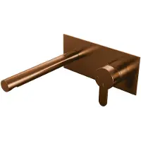 Brauer Copper Edition inbouw wastafelmengkraan met rechte uitloop en afdekplaat model D1 koper geborsteld PVD