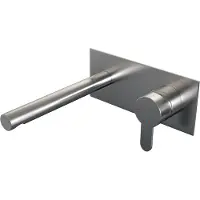 Brauer Brushed Edition inbouw wastafelmengkraan met rechte uitloop en afdekplaat model D1 RVS geborsteld PVD