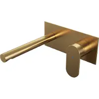 Brauer Gold Edition inbouw wastafelmengkraan met rechte uitloop en afdekplaat model C1 goud geborsteld PVD