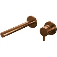 Brauer Inbouw Wastafelmengkraan Copper Edition Coldstart Rechte Uitloop Korte Ronde Hendel Rechts Geborsteld Koper PVD Met Rozetten