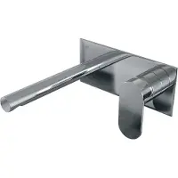 Brauer Inbouw wastafelmengkraan chrome edition coldstart rechte uitloop platte hendel rechts chroom met afdekplaat