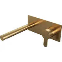Brauer Gold Edition inbouw wastafelmengkraan met rechte uitloop en afdekplaat model D1 goud geborsteld PVD