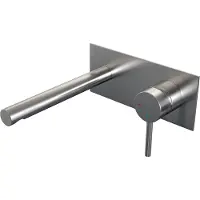 Brauer Brushed Edition inbouw wastafelmengkraan met rechte uitloop en afdekplaat model A1 RVS geborsteld PVD