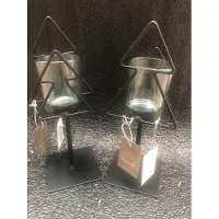 Christmas House Set van 2 waxinelichthouders Aryana zwart 25cm
