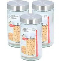 Alpina Glazen luxe voorraadpot/voorraadbus 1500 ml - 3x stuks - 1,5 liter - 22 cm - Voorraadbussen/potten met luchtdichte deksel