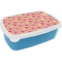 MuchoWow Broodtrommel Blauw - Lunchbox - Brooddoos - Sokken - Patronen - Kerst - 18x12x6 cm - Kinderen - Jongen