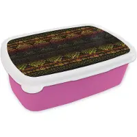 MuchoWow Broodtrommel Roze - Lunchbox - Brooddoos - Afrika - Patronen - Abstract - 18x12x6 cm - Kinderen - Meisje