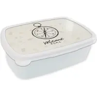 MuchoWow Broodtrommel Wit - Lunchbox - Brooddoos - Quotes - Spreuken - 'Welcome home' - Thuis - 18x12x6 cm - Volwassenen