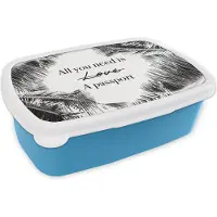 MuchoWow Broodtrommel Blauw - Lunchbox - Brooddoos - Spreuken - Quotes - All you need is a passport - Liefde - 18x12x6 cm - Kinderen - Jongen