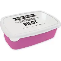 MuchoWow Broodtrommel Roze - Lunchbox - Brooddoos - Piloot - Studie - School - Quotes - 18x12x6 cm - Kinderen - Meisje
