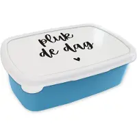 MuchoWow Broodtrommel Blauw - Lunchbox - Brooddoos - Pluk de dag - Carpe diem - Quotes - Spreuken - 18x12x6 cm - Kinderen - Jongen