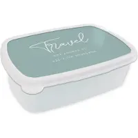 MuchoWow Broodtrommel Wit - Lunchbox - Brooddoos - Spreuken - Quotes - The answer to all your problems - Travel - Reis - 18x12x6 cm - Volwassenen