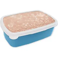 MuchoWow Broodtrommel Blauw - Lunchbox - Brooddoos - Zalmroze glitter - 18x12x6 cm - Kinderen - Jongen