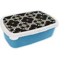 MuchoWow Broodtrommel Blauw - Lunchbox - Brooddoos - Glas in lood - Abstract - Patronen - 18x12x6 cm - Kinderen - Jongen