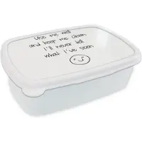 MuchoWow Broodtrommel Wit - Lunchbox - Brooddoos - Spreuken - Quotes - Use me well and keep me clean I'll never tell what I've seen - Smiley - 18x12x6 cm - Volwassenen