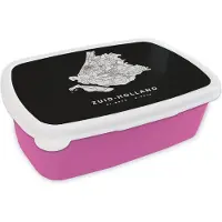MuchoWow Broodtrommel Roze - Lunchbox - Brooddoos - Zuid-Holland - Nederland - Kaart - 18x12x6 cm - Kinderen - Meisje
