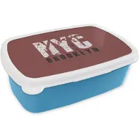 MuchoWow Broodtrommel Blauw - Lunchbox - Brooddoos - New York - NYC - Brooklyn - 18x12x6 cm - Kinderen - Jongen