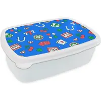 MuchoWow Broodtrommel Wit - Lunchbox - Brooddoos - Patronen - Casino - Gokkast - Poker - 18x12x6 cm - Volwassenen