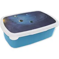 MuchoWow Broodtrommel Blauw - Lunchbox - Brooddoos - Een illustratie van het grote zonnestelsel - 18x12x6 cm - Kinderen - Jongen