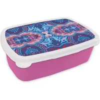 MuchoWow Broodtrommel Roze - Lunchbox - Brooddoos - Patronen - Bloem - Natuur - 18x12x6 cm - Kinderen - Meisje