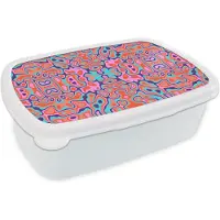 MuchoWow Broodtrommel Wit - Lunchbox - Brooddoos - Patronen - Lavalamp - Abstract - 18x12x6 cm - Volwassenen