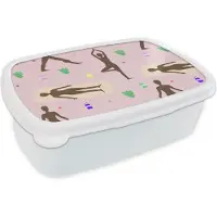 MuchoWow Broodtrommel Wit - Lunchbox - Brooddoos - Yoga - Zen - Patronen - 18x12x6 cm - Volwassenen