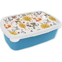 MuchoWow Broodtrommel Blauw - Lunchbox - Brooddoos - Design - Dieren - Bos - 18x12x6 cm - Kinderen - Jongen