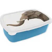 MuchoWow Broodtrommel Blauw - Lunchbox - Brooddoos - Olifant - Tanden - Wit - 18x12x6 cm - Kinderen - Jongen