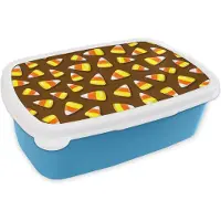 MuchoWow Broodtrommel Blauw - Lunchbox - Brooddoos - Eten - Patroon - Snoep - 18x12x6 cm - Kinderen - Jongen