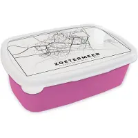 MuchoWow Broodtrommel Roze - Lunchbox - Brooddoos - Kaart - Zoetermeer - Nederland - 18x12x6 cm - Kinderen - Meisje