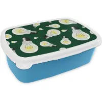 MuchoWow Broodtrommel Blauw - Lunchbox - Brooddoos - Lampen - Patronen - Licht - 18x12x6 cm - Kinderen - Jongen