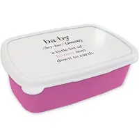 MuchoWow Broodtrommel Roze - Lunchbox - Brooddoos - Spreuken - Woordenboek - Quotes - Baby - Meisje - 18x12x6 cm - Kinderen - Meisje