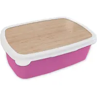 MuchoWow Broodtrommel Roze - Lunchbox - Brooddoos - Hout - Patronen - Planken - 18x12x6 cm - Kinderen - Meisje