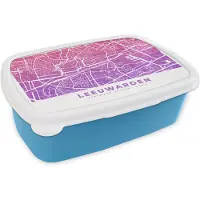 MuchoWow Broodtrommel Blauw - Lunchbox - Brooddoos - Stadskaart - Leeuwarden - Nederland - Paars - 18x12x6 cm - Kinderen - Jongen