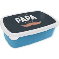 MuchoWow Broodtrommel Blauw - Lunchbox - Brooddoos - Cadeau man - Vaderdag - Quote - Beste papa ooit - Spreuken - 18x12x6 cm - Kinderen - Jongen