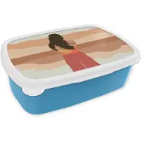 MuchoWow Broodtrommel Blauw - Lunchbox - Brooddoos - Vrouw - Kleding - Strand - Zomer - 18x12x6 cm - Kinderen - Jongen