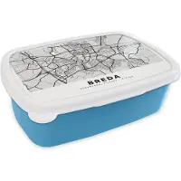 MuchoWow Broodtrommel Blauw - Lunchbox - Brooddoos - Stadskaart - Breda - Nederland - 18x12x6 cm - Kinderen - Jongen