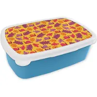 MuchoWow Broodtrommel Blauw - Lunchbox - Brooddoos - Herfst - Slakken - Patronen - 18x12x6 cm - Kinderen - Jongen