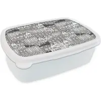 MuchoWow Broodtrommel Wit - Lunchbox - Brooddoos - Huis - Patronen - Londen - 18x12x6 cm - Volwassenen