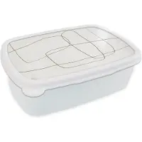 MuchoWow Broodtrommel Wit - Lunchbox - Brooddoos - Abstract - Wit - Bruin - 18x12x6 cm - Volwassenen