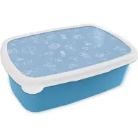 MuchoWow Broodtrommel Blauw - Lunchbox - Brooddoos - Patronen - Geboorte - Blauw - 18x12x6 cm - Kinderen - Jongen